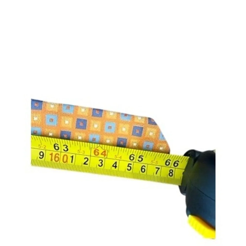 Corporate Image Tom James Mens Silk Tie Orange Blue Geometric Square Extra Long